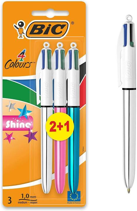 Produktbild Bic Mehrfarbenkugelschreiber 4 Colours Original 3 Stk. (Mehrfarbig, Türkis, Lady Pink Metallic, 3 x)