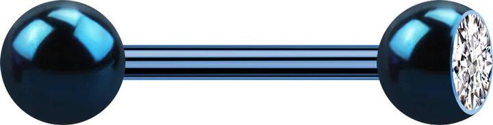 Immagine prodotto Star Piercing Barbell blu scuro con sfera e cristallo argento (Acciaio chirurgico 316L, senza ottone)