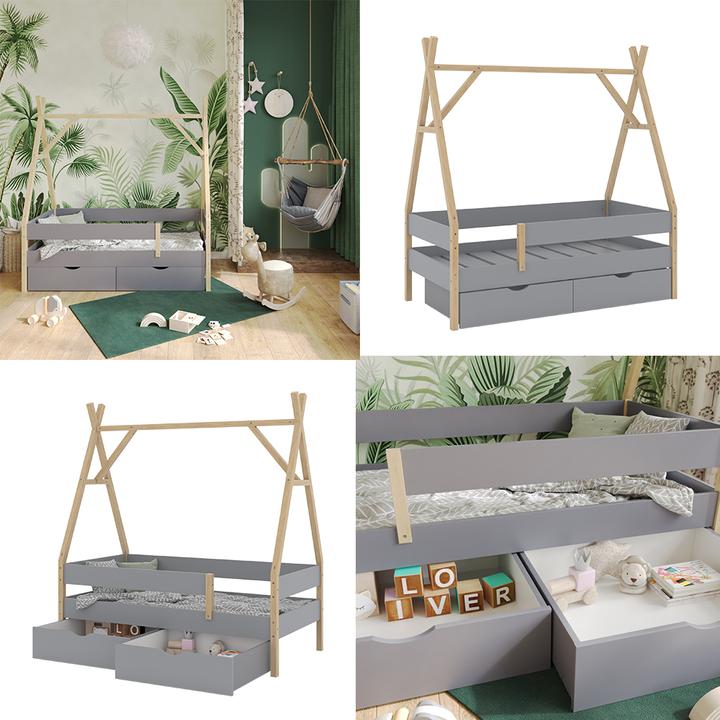 Actual product image VitaliSpa Tipi bed Bali, Grey, 80x160 cm with 2 drawers (80 x 160 cm)