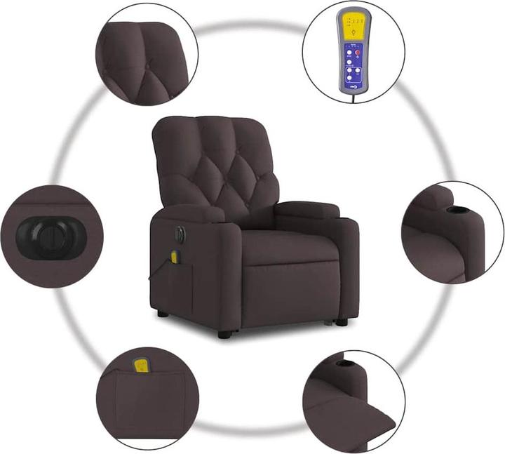 Produktbild VidaXL Massagesessel mit Aufstehhilfe Elektrisch Fernsehsessel Dunkelbraun Stoff
