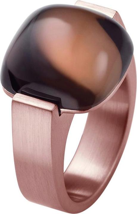 Immagine prodotto Xen Anello con cabochon di quarzo fumé 15x15 mm placcato oro rosa (53)
