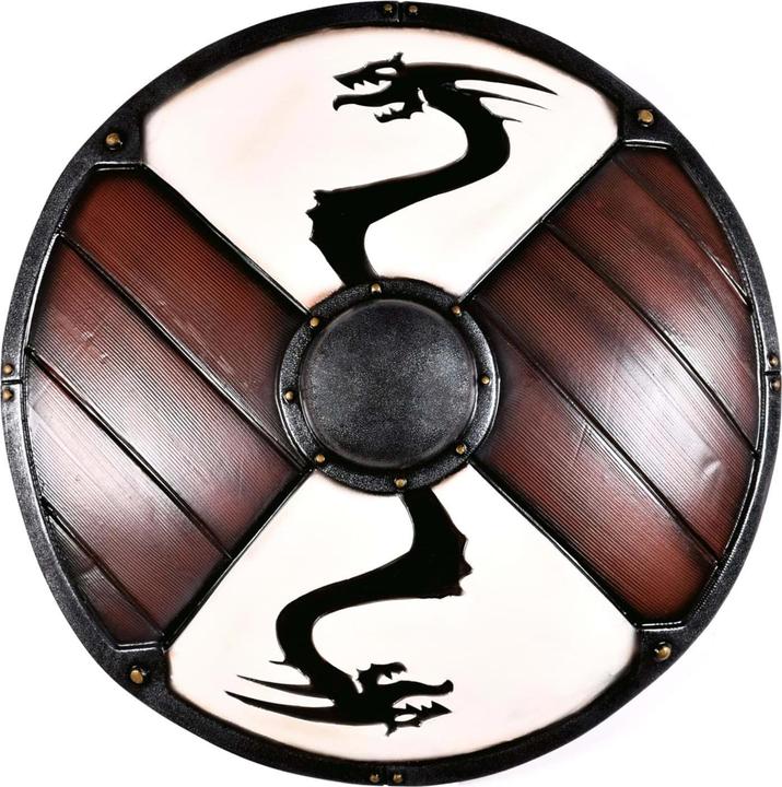 Actual product image Epic LARP Viking Shield with Dragon Motif White