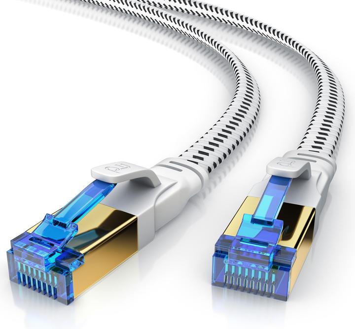 Produktbild Primewire CAT 8 Netzwerkkabel Flach Baumwollmantel - LAN Patchkabel Datenkabel - Flachbandkabel - Verlegekabel (U/FTP, CAT8.1, 5 m)