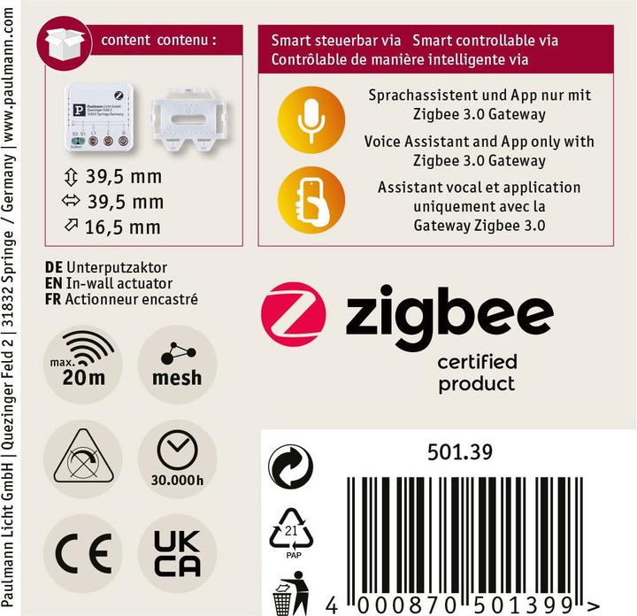 Image du produit Paulmann Unterputzaktor Zigbee