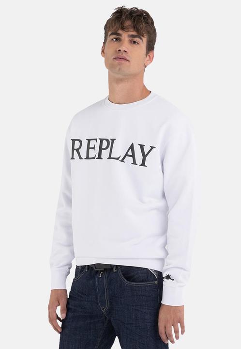 Actual product image Replay Regular-fit sweatshirt with round neckline and logo print in French terry (XL)
