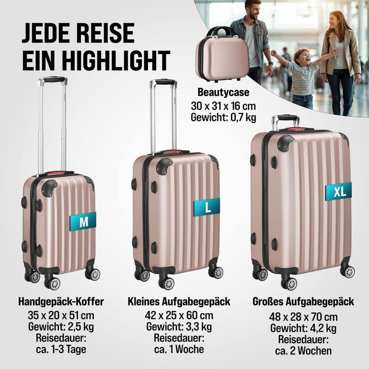 Image du produit Monzana Set di valigie (89 l, Bagage à main (jusqu'à 50l), M (50 - 90l), L (90 - 115l))