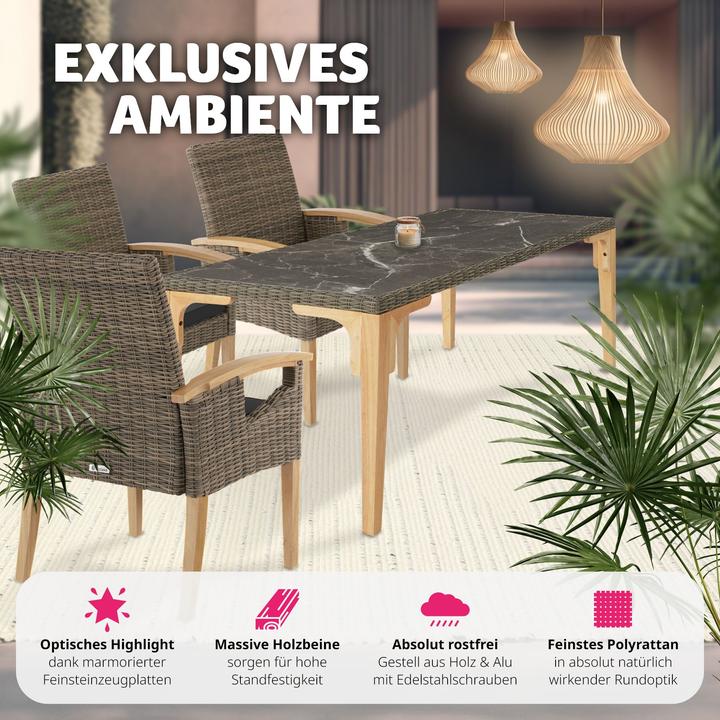Image du produit tectake Table en rotin Foggia 196x87x76cm (196 cm)