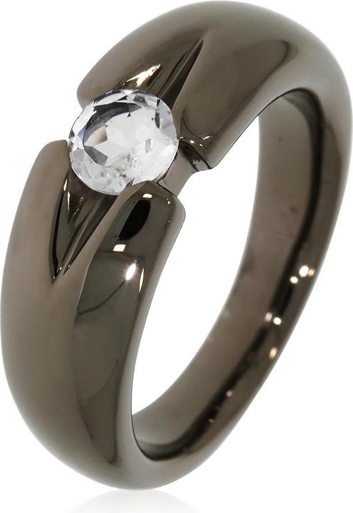 Produktbild Xen Ring mit 5 mm Bergkristall ca. 0,50 ct. Black Rhodium (52, 925 Silber)