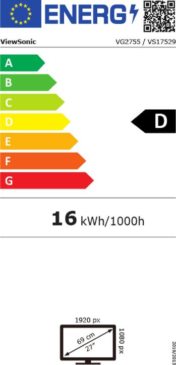 Energy Label Viewsonic VG2755 (1920 x 1080 pixels, 27")