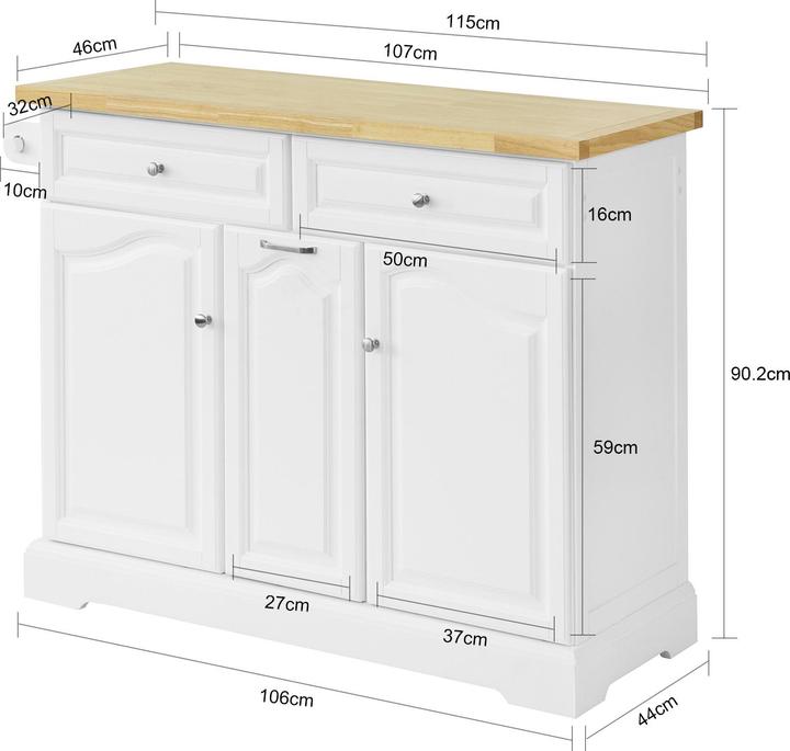 Image du produit SoBuy Ilot de cuisine Chariot de cuisine avec porte-bouteilles