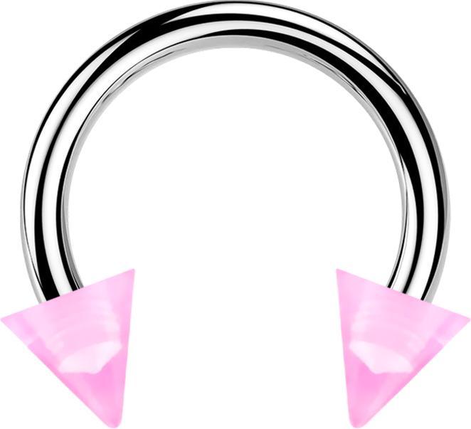 Star Piercing Micro Circular Barbell silber mit zwei Cones hellpink transparent (ohne Messing, Chirurgenstahl 316L, Acryl)
