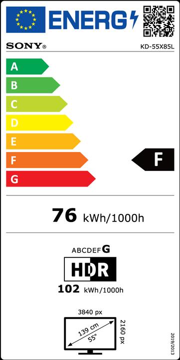 Label énergétique Sony KD-55X85L (55", X85L, LED, 4K, 2023)