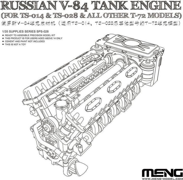 Image du produit Meng-Model Moteur russe V-84 (pour TS-014 & TS-028 & tous les autres modèles T-72)