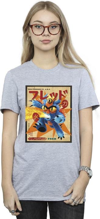 Actual product image Disney Womens/Ladies Big Hero 6 Baymax Fred Newspaper Cotton Boyfriend T-Shirt (XL)