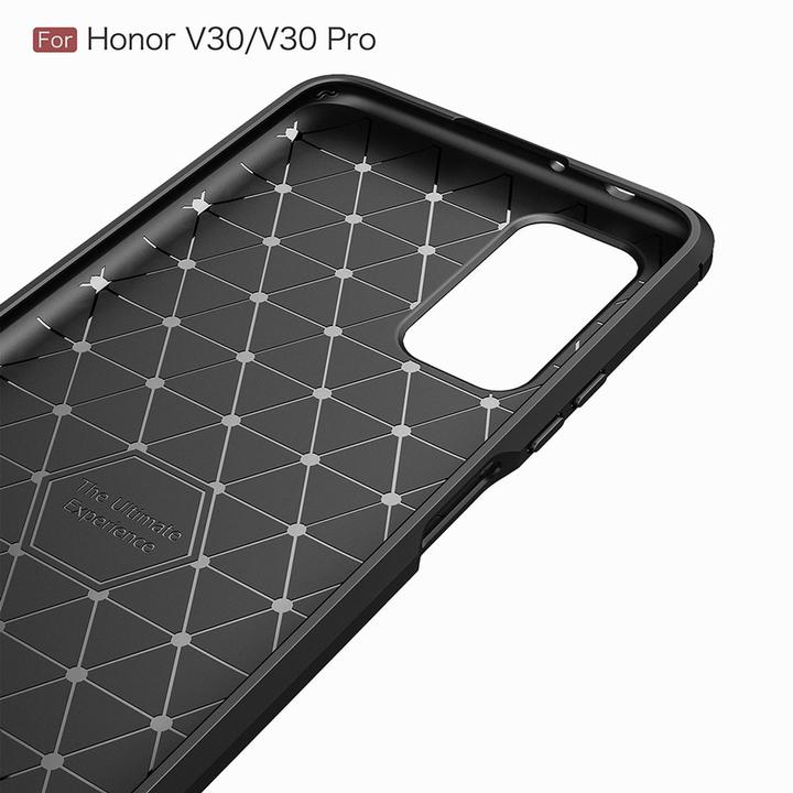 Produktbild König Design Hülle Handy Schutz für Huawei Honor V30 Case Cover Bumper Carbon Optik TPU Blau (Honor V30)