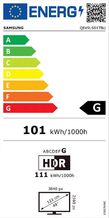 Energie-Label Samsung The Serif QE49LS01TB (49", LS01T, QLED, 4K, 2020)