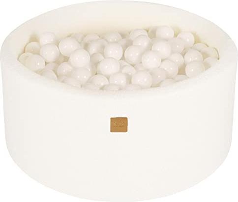 Produktbild Activity Board Bällebad Baby - Rund 90x40cm Baby Pool für Kinder mit 200 Bälle, Boucle, Weiss: Alles Weiss