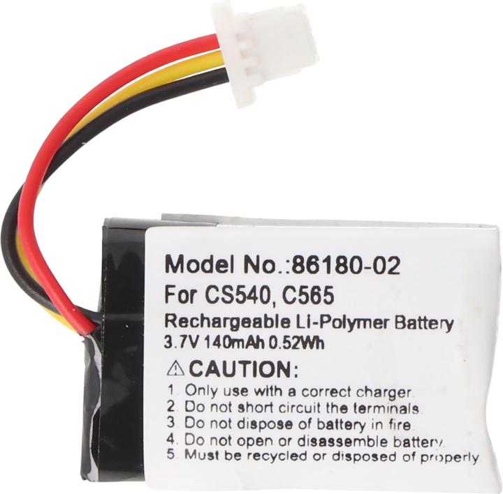 Actual product image AccuCell Battery suitable for PLANTRONICS CS540, C565 Li-Polymer 3.7V 140mAh 0.5Wh with 3-pin connector (CS540)