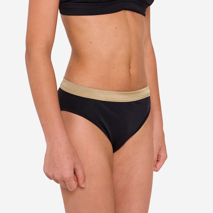 Produktbild Olaian Bikini-Hose Mädchen 900 Buddy schwarz/gold (140)