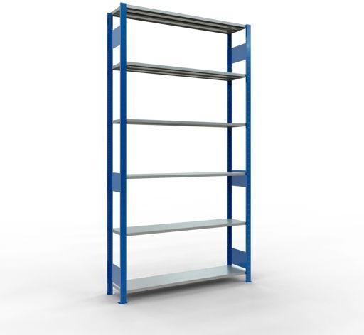 Sistema di scaffalature di base senza viti MULTIplus150 con ripiani di lunghezza