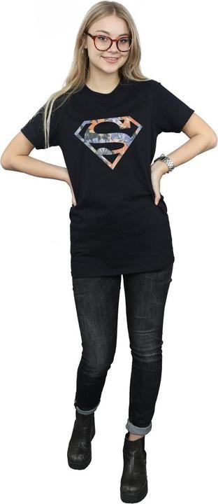 Actual product image Womens/Ladies Superman Floral Logo 2 Cotton Boyfriend T-Shirt (XXL)