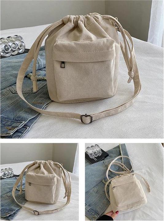Image du produit Only-Bags.Store Sac Sac à bandoulière Middle Drawstring Bucket Bag Casual Light Youth Crossbody Bag