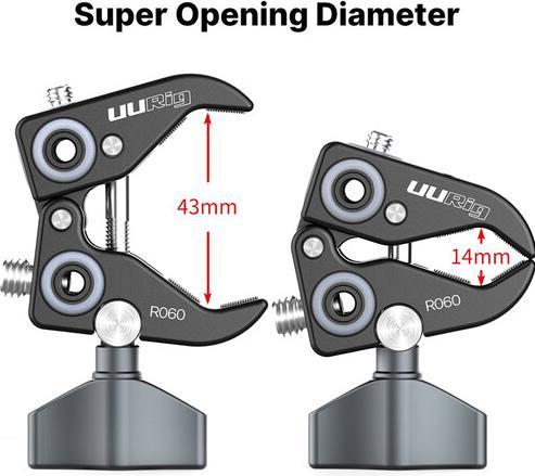 Actual product image Ulanzi Super Clamp Crab Rod Clip (Metal) (Screws, Mounting bracket)