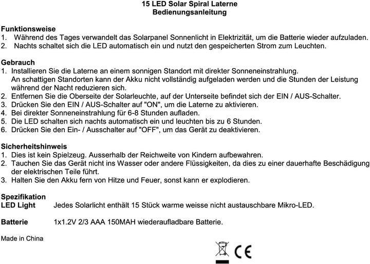 Actual product image GuGus LED Solar Spiral Laterne