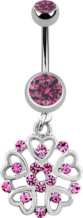 Produktbild Star Piercing Banane silber mit Anhänger Herzblume pink (Titan G23, ohne Messing)