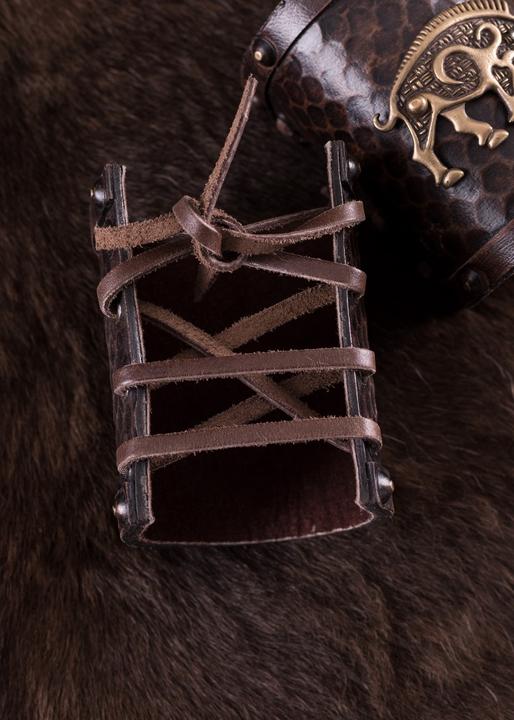 Produktbild Battle Merchant 2 Leder-Armschützer mit keltischem Wildschwein-Motiv