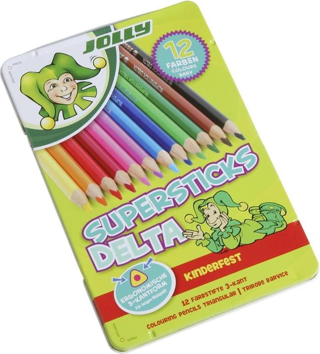 Jolly 12 SUPERSTICKS DELTA coloured pencils assorted colours (Assorted colours, 12 x)