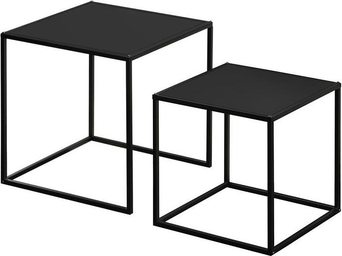 Actual product image Swisshandel24 Side table, coffee table, coffee table, set of 2, modern design, steel frame, black, 40x40x40cm