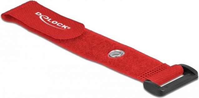 Immagine prodotto Delock Fascetta in velcro con anello e occhiello di fissaggio L 190 x L 25 mm rosso 5 pezzi (Fascette in velcro, 190 mm, 5 pz.)