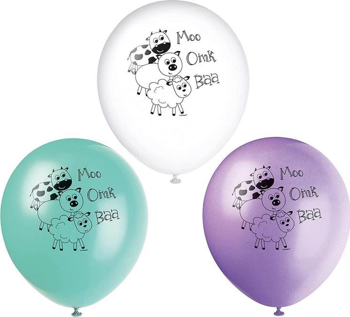 Actual product image Unique Party Latex farm animals balloons (pack of 8)