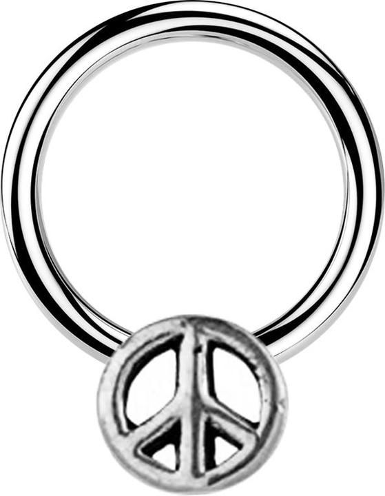 Produktbild Star Piercing Micro Closure Ring silber Peace silber (Messing, Chirurgenstahl 316L)