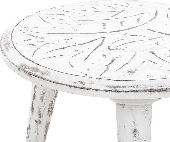 Productafbeelding Beliani Bijzettafel Set van 2 Mango Hout Gebroken Wit CHANDRA (45 x 45 x 45 cm)