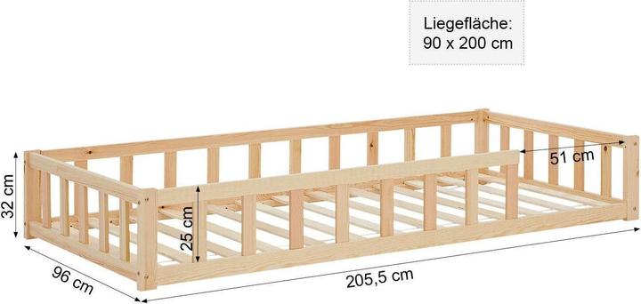 Immagine prodotto Juskys Kinderbett mit Matratze & Lattenrost (90 x 200 cm)