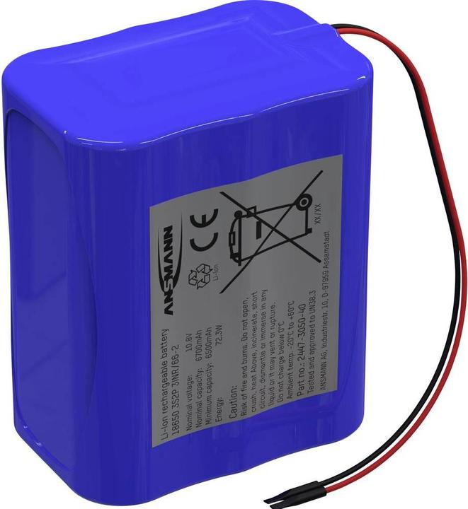 Ansmann 3S2P Akkupack 8x 18650 Kabel Li-Ion 10.8 V 5100 mAh (1 Stk., 18650, 5100 mAh)
