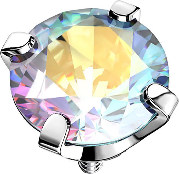 Actual product image Star Piercing Dermal Anchor silver crystal multicolour set (without brass, Surgical steel 316L)