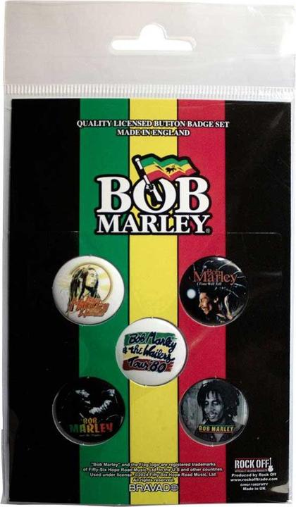Produktbild Bob Marley Abzeichen Bob & The Wailers 5erPack Set Kunststoff Metall