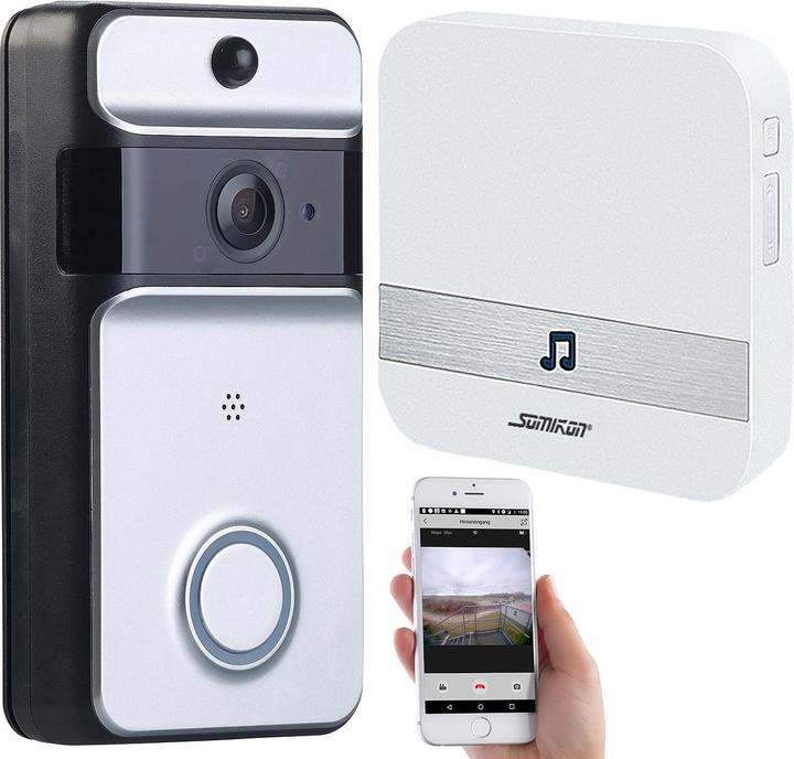Produktbild Somikon WLAN-Video-Türklingel mit PIR-Sensor und Funkempfänger