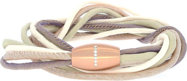 Produktbild Xen Seidenarmband braun/crème/grün mit 7 Brillanten Magnetverschluss Längen zur Wahl (65 cm, Edelstahl)