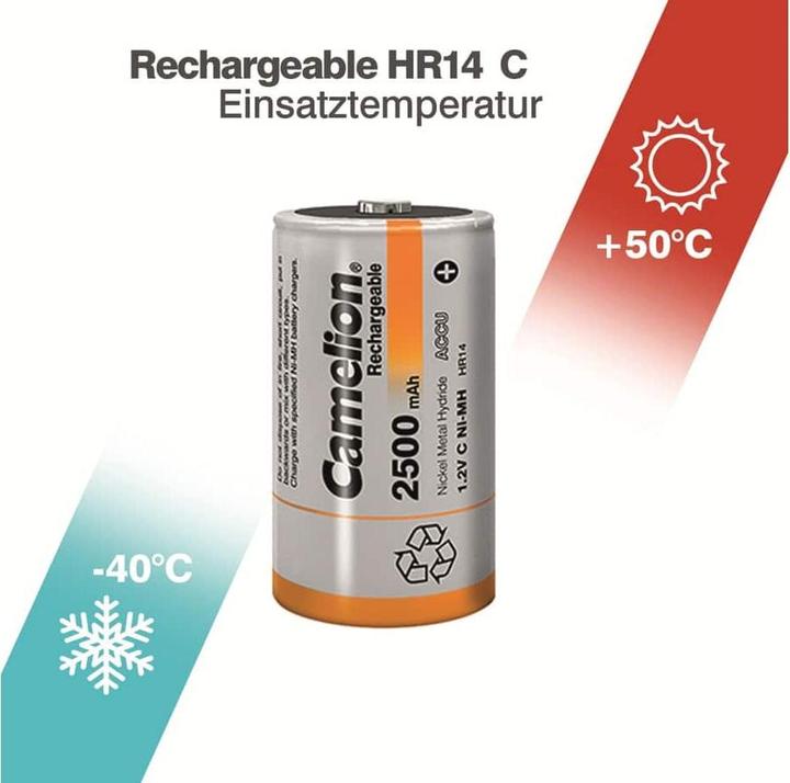 Produktbild Camelion NH-C2500BP2 - Wiederaufladbarer Akku - Nickel-Metallhydrid (NiMH) - 1,2 V - 2 St (2 Stk., C, 2500 mAh)
