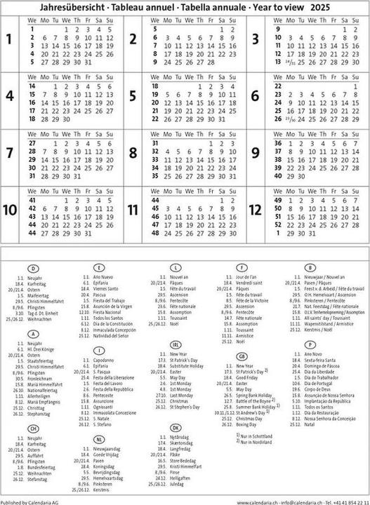 Nährwerte und Zutaten Swiss Planer 2025 (23 x 31.5 cm, Kein Einband, Deutsch, Französisch, Italienisch, Englisch)