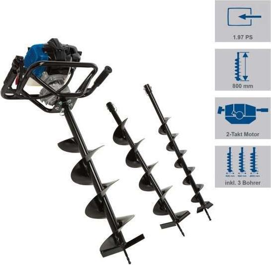 Actual product image Scheppach Earth drill incl. drill bit set Ø 100, 150, 200 mm