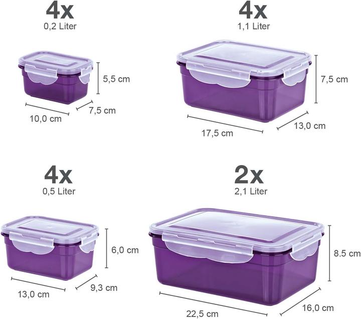 Image du produit Gourmetmaxx Boîtes fraîcheur, Lila Set de 14 pièces (2.10 l)
