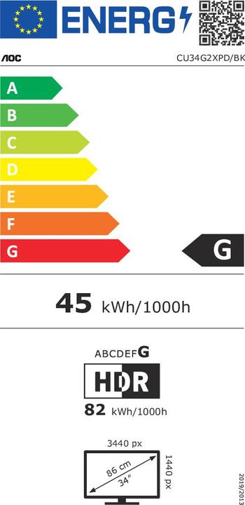 Energy Label AOC CU34G2XPD/BK (3440 x 1440 pixels, 34")
