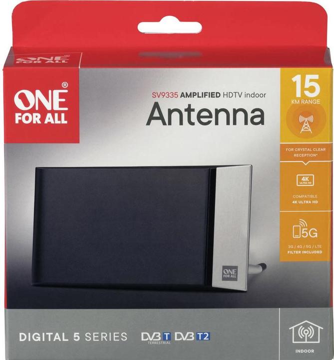 Actual product image One for All DVB-T2 Alu EDGE Antenna 5G (Flat antenna, 42 dB, DVB-T / -T2)