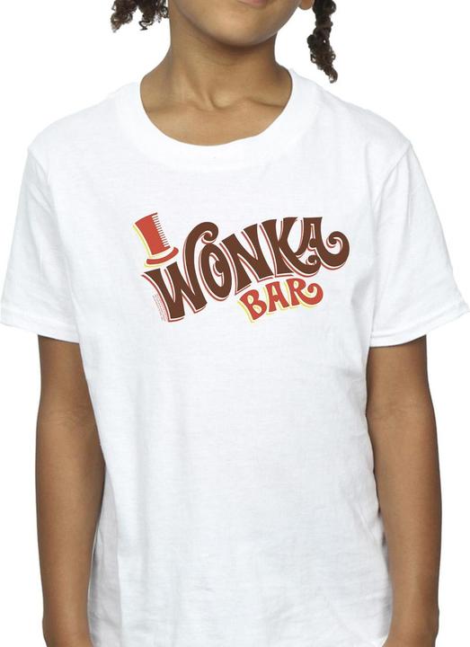 Actual product image Willy Wonka & the Chocolate Factory Girls Bar Logo Cotton T-Shirt (140, 146)