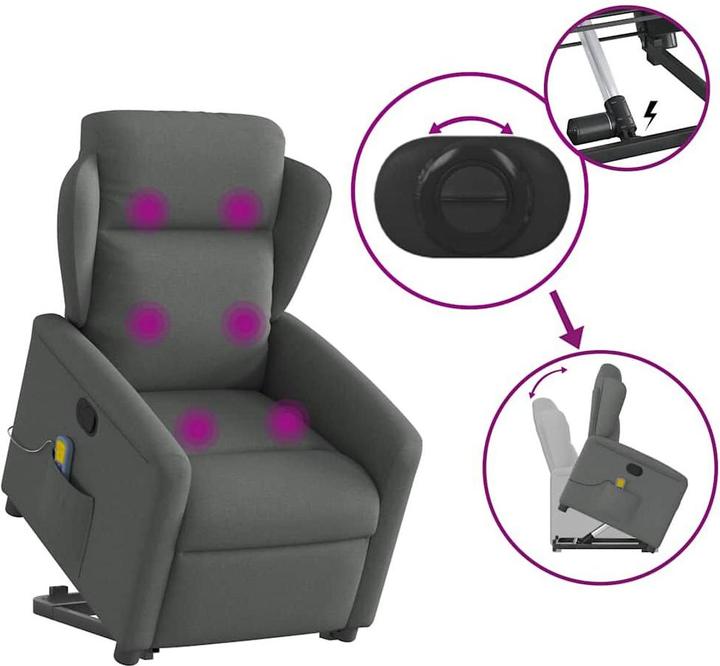 Actual product image VidaXL Massage chair with stand-up aid dark grey fabric
